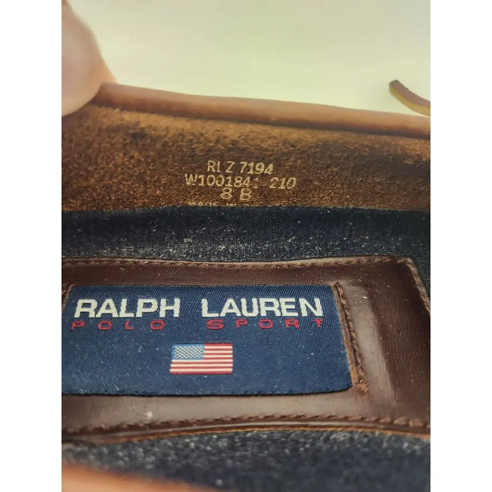 Ralph Lauren Polo Sport Brown Leather Loafer Men Size 8B Vintage